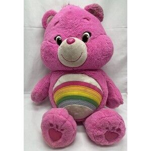 Care Bears Just Play Cheer Bear Large Plush Rainbow Pink 19" Stuffed Animal
